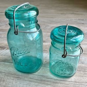Vintage Blue Glass Ball Jars Bicentennial